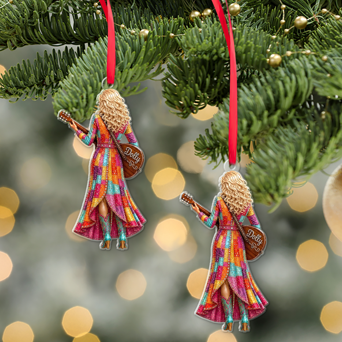 Dolly Parton Guitar Acrylic Ornament, Country Music Christmas Ornament, Dolly Fan Gift 686151