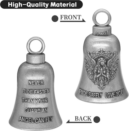 Biker Guardian Luck Riding Bell Motorcycle Gremlin Bells with 2 Key Chain Ring Accessories, Motorcycle Bell Hanger