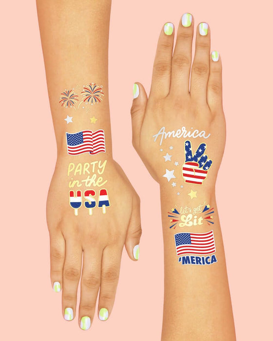 Fourth of July Decorations Tattoos - 34 Styles | Red White and Blue Party Supplies, 4Th of July, USA Flag, Memorial Day, Independence Day, Labor Day