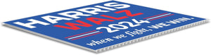 Harris Waltz Yard Sign, Kamala Harris Walz 2024 Yard Sign, Harris Tim Waltz Lawn Sign, Harris for President Yard Signs | 18" X 12" Corrugated Plastic | Includes H Stake | Double Sided