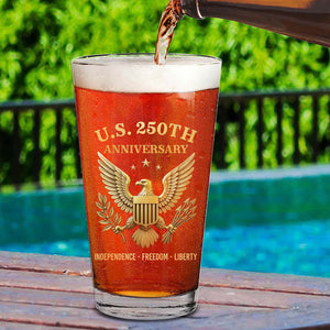 U.S. 250 Years Anniversary Whiskey Glass | Happy 250th Birthday America | Independence Day Gift | Patriotic 4th of July Whiskey Glass Beer Glass 682714
