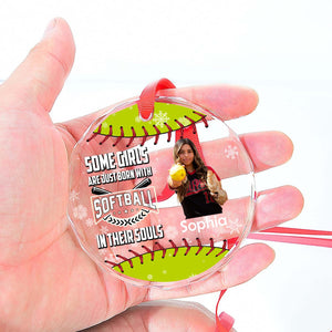 Some Girls Are Just Born With Softball Ornament | Personalized Custom Softball Photo Glass Ornament 682729