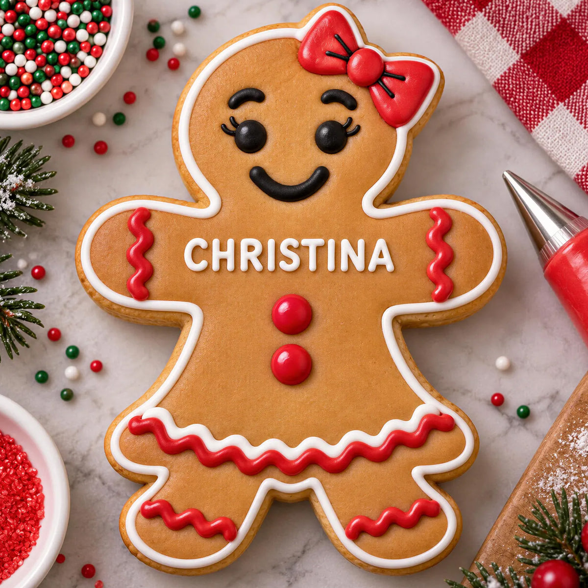 Personalized Gingerbread Cookie Cutter with Name Stamp, Custom Christmas Cookie Cutters for Baking & Holiday Decor 686756 WFD