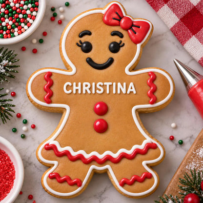 Personalized Gingerbread Cookie Cutter with Name Stamp, Custom Christmas Cookie Cutters for Baking & Holiday Decor 686756 WFD