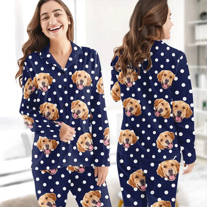 Custom Pet Photo Satin Pajamas, Personalized Dog & Cat Sleepwear, Christmas Gift For Pet Owners, Pet Lovers 686329