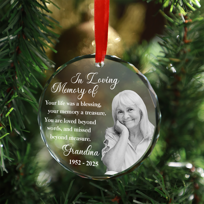 Custom Photo Memorial Glass Ornament, In Loving Memory Ornament, Memorial Christmas Gift For Family 686213