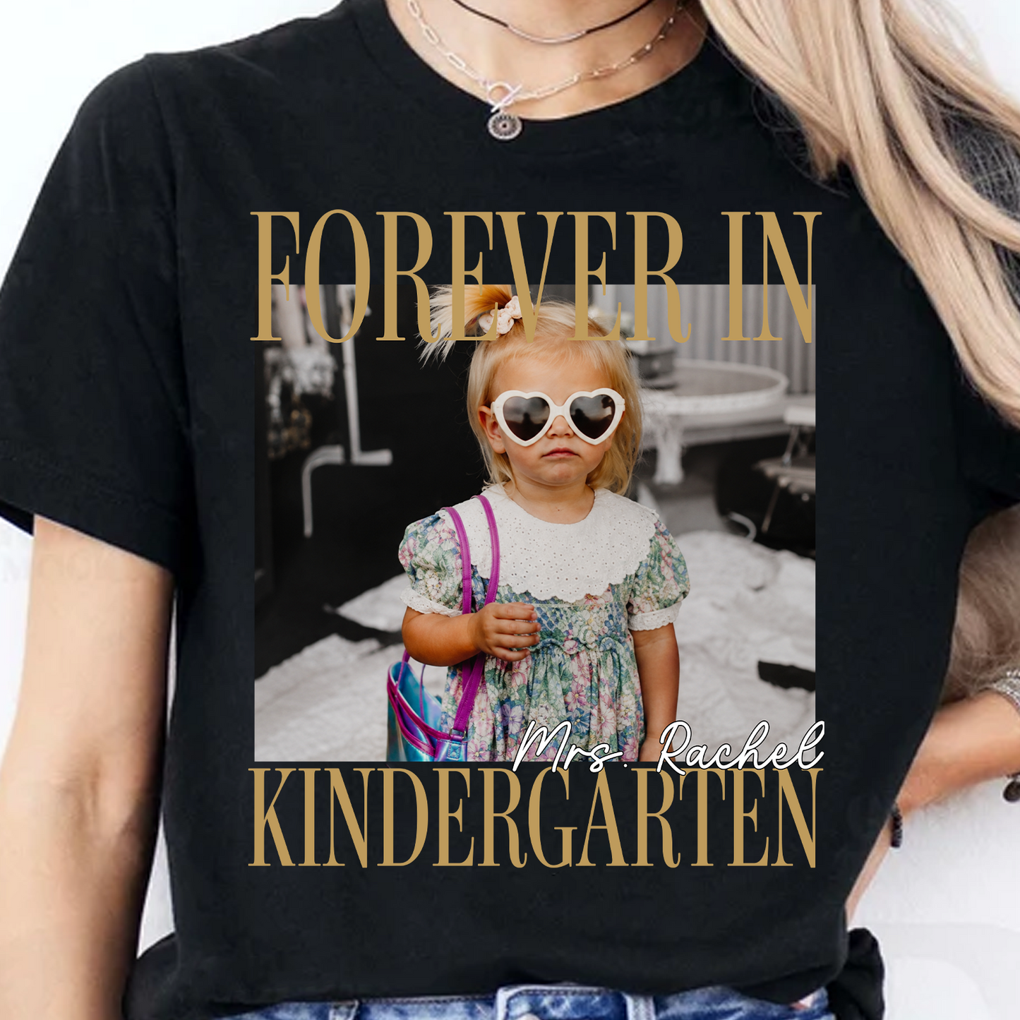Custom Photo Forever In Kindergarten Shirt, Personalized Teacher Team Tee, Back To School Gift 685843