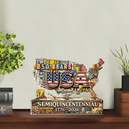 USA 250 Years Anniversary Acrylic Block Plaque | Independence Day Patriotic Acrylic Block 684640