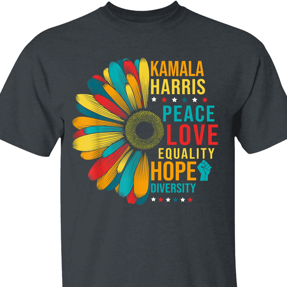 Kamala Harris Peace Love Equality Hope Diversity, Womens Power, Madam President, Kamala Harris 2024 Shirt, Democrat Shirt Dark T1370 - KH2