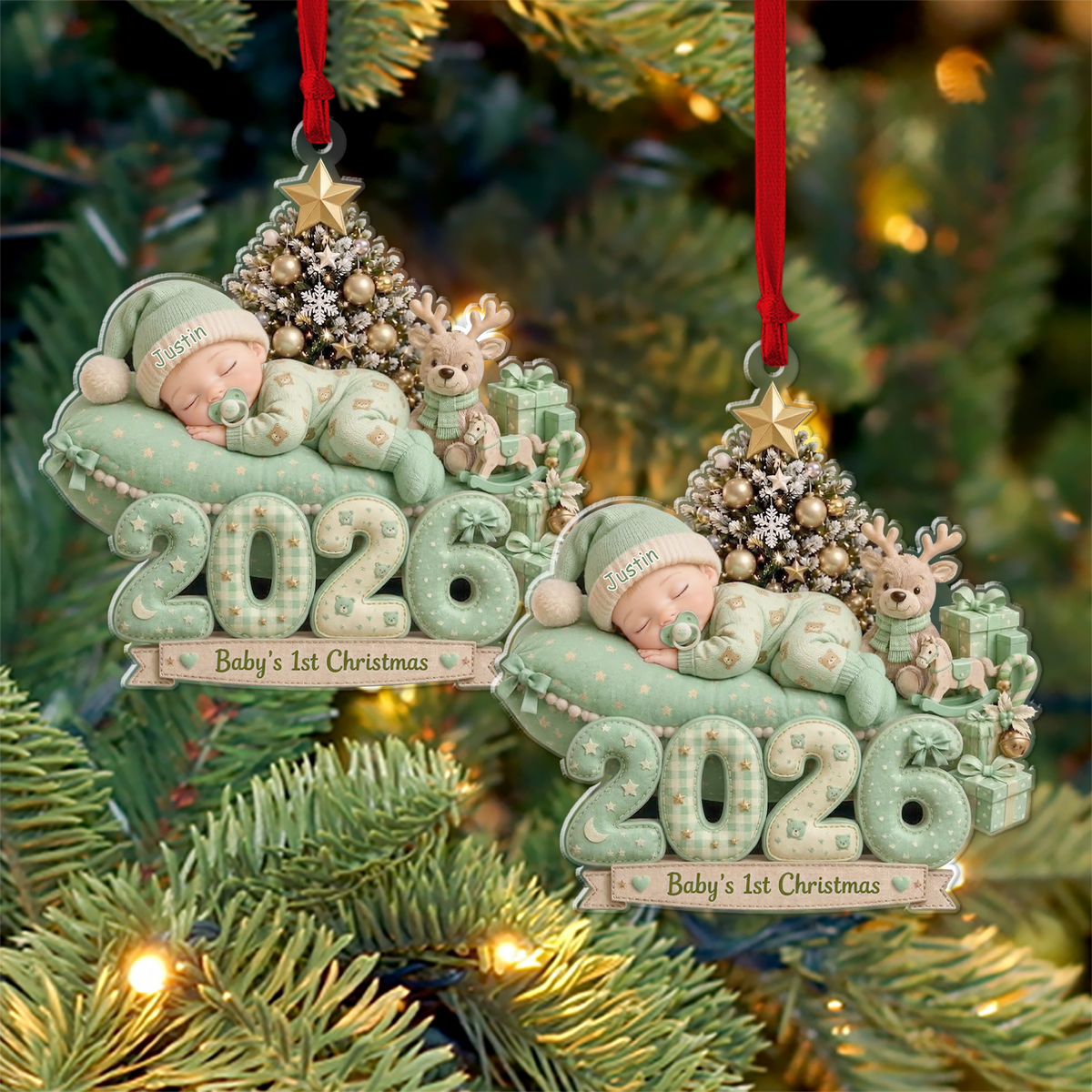 Personalized Baby's 1st Christmas Acrylic Ornament, Custom Name Newborn Christmas Keepsake 686592