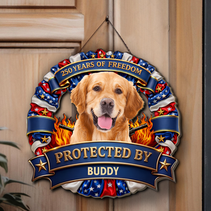 Custom Dog Photo America 250 Years Of Freedom Wooden Sign | Patriotic 4th Of July Wood Sign 684703
