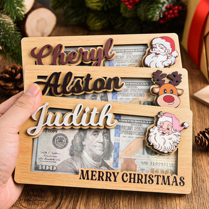 Personalized Christmas Money Holder, Custom Name Reindeer Santa Bill Holder, Holiday Gift For Family 686240 WFD