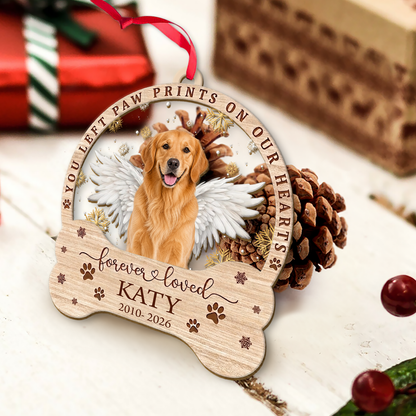 Custom Dog Photo Memorial Wooden Ornament, Forever Loved Dog Ornament, Christmas Tree Keepsake 685998