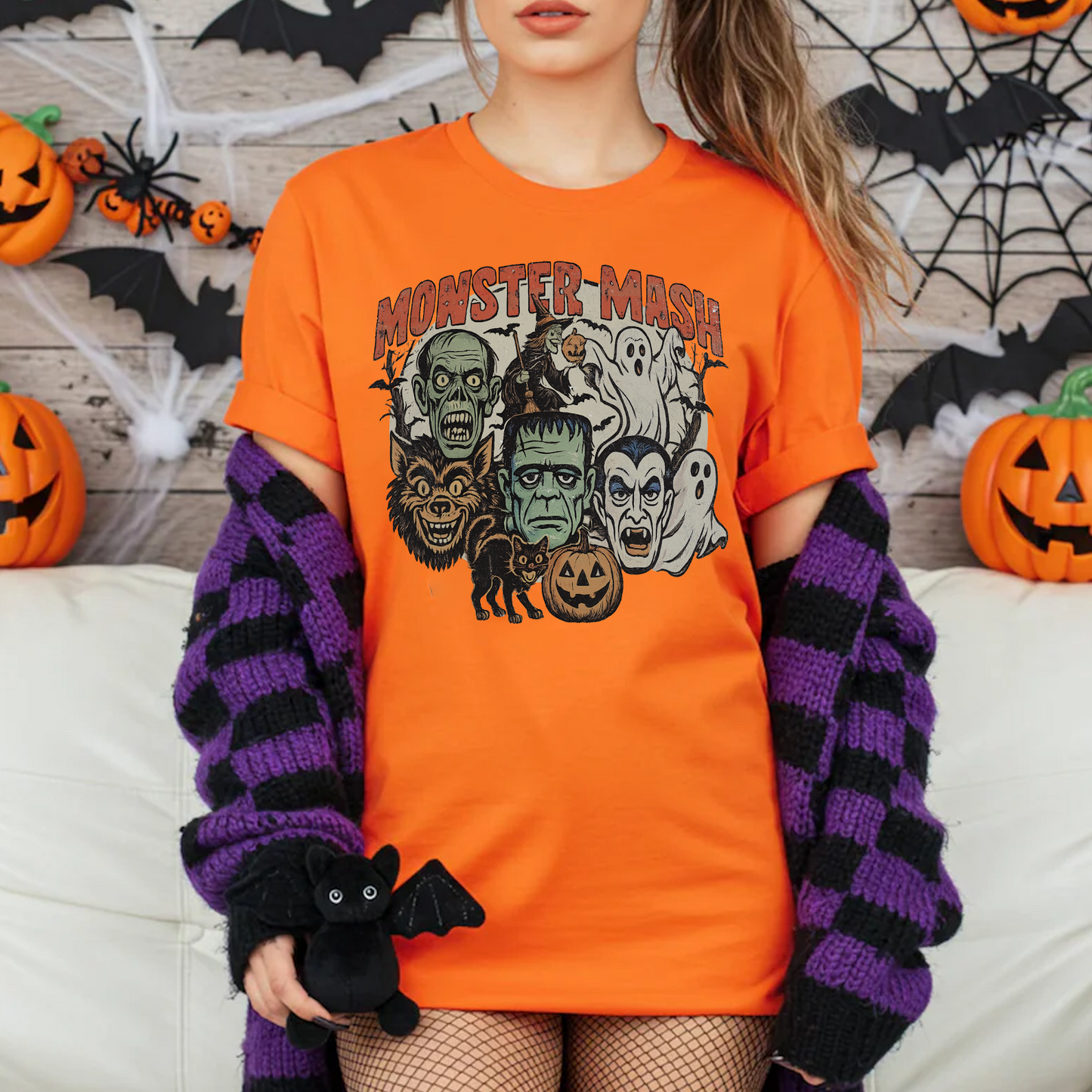 Retro Monster Mash Dark Shirt, Spooky Season Tee, Halloween Gift For Men & Women 685701