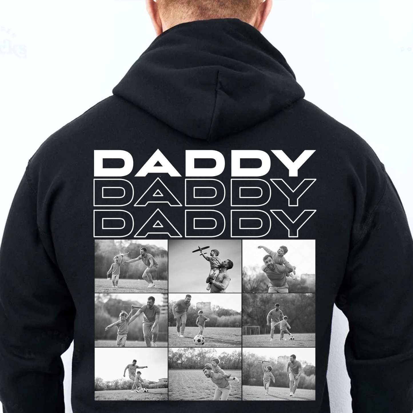 Personalized Daddy Backside Shirt, Custom Photo Father’s Day Dark Tee, T-Shirt Gift For Dad 685058