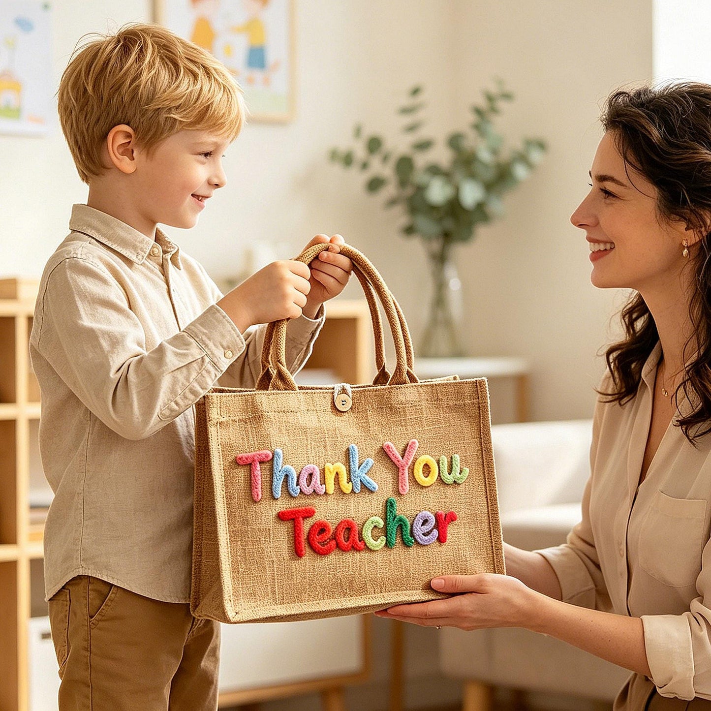 Custom Crochet Teacher's Name Tote Bag | Personalized Back To School Tote | Teacher Appreciation Gift 685473 WFD
