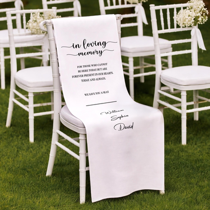 Personalized Memorial Wedding Chair Sign | Custom Name Reserved Banner For Loved Ones | Wedding Aisle Decor 685603