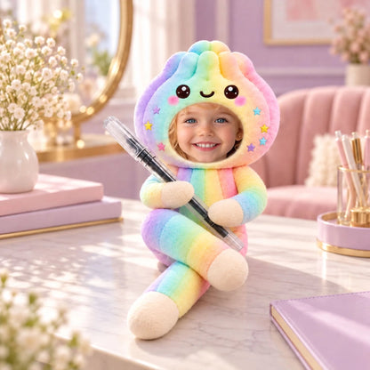 Custom Photo Tiny Sweetie Poseable Plush Doll, Personalized Christmas Plushies, Unique Christmas Gift For Family 686914 WFD