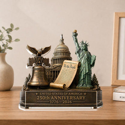USA 250th Anniversary Acrylic Block Plaque | Liberty Statue Capitol Bell Plaque | Patriotic Acrylic Block 685051