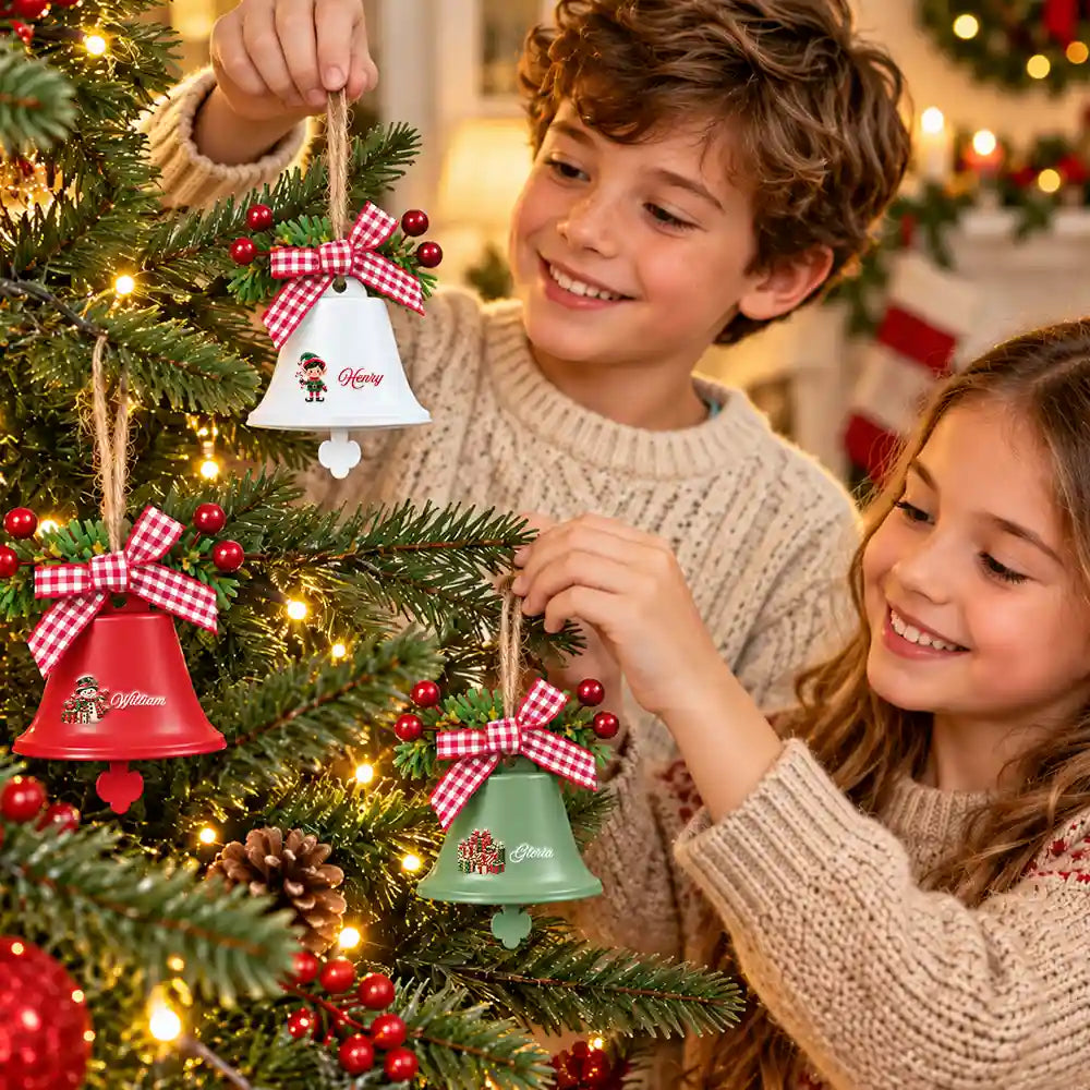 Personalized Christmas Bell Ornament, Custom Name Holiday Tree Decoration, Family Christmas Gift 686607