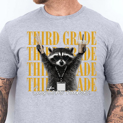 Personalized Grade Level Teacher Bright Shirt, Funny Raccoon Teacher Team Tee, Back To School Gift 685709