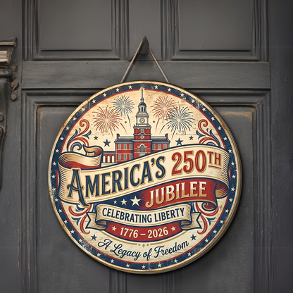 America's 250th Jubilee Celebrating Liberty | 250 Years 1776-2026 Semiquincentennial Wooden Sign 684427
