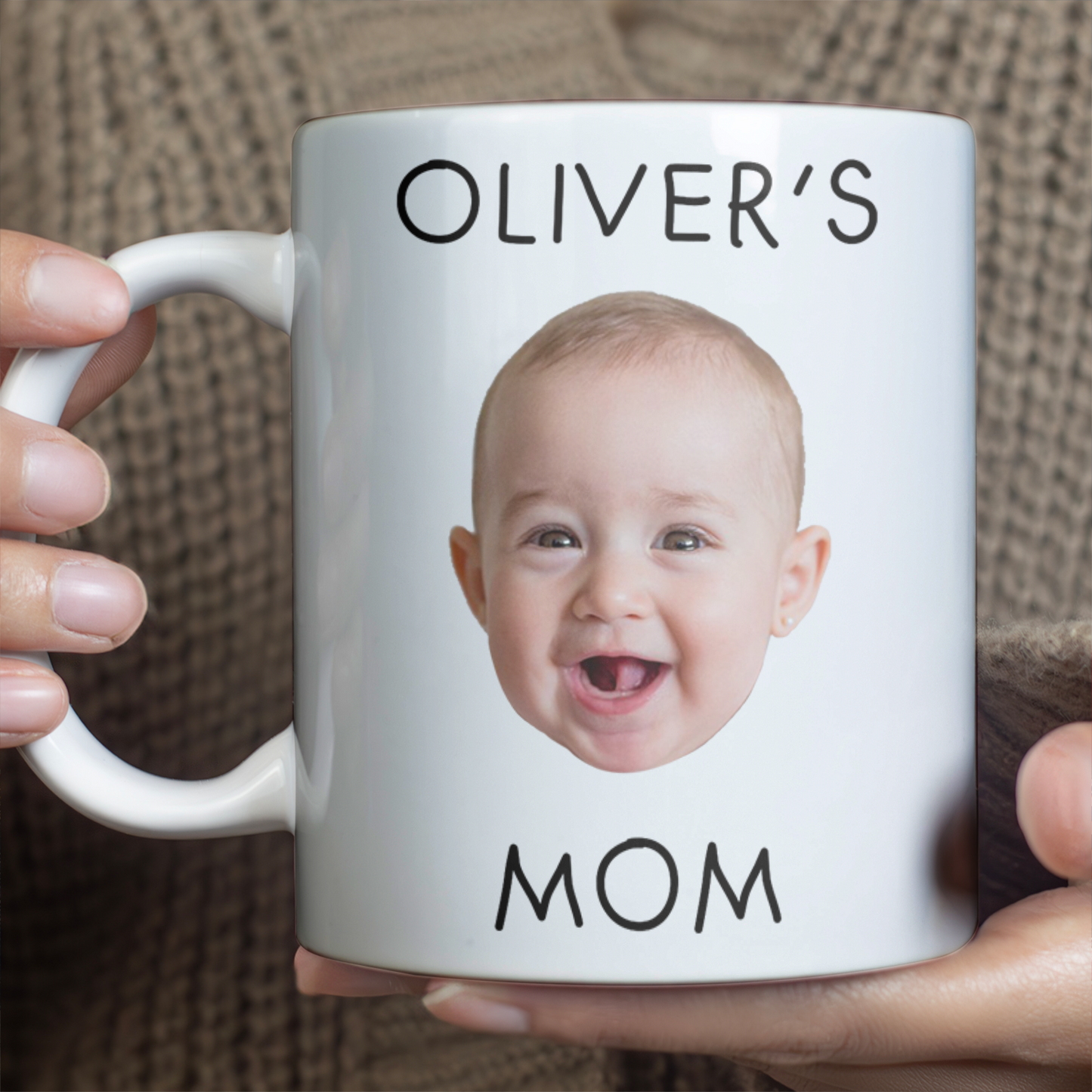 Custom Photo White Mug Gift For Family, Personalized Coffee Mug, Father's Day White Mug Accent Mug 684966