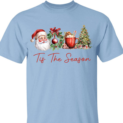 Tis The Season Shirt, Retro Santa Claus Sweater, Water Color Santa Claus Sweatshirt T1638