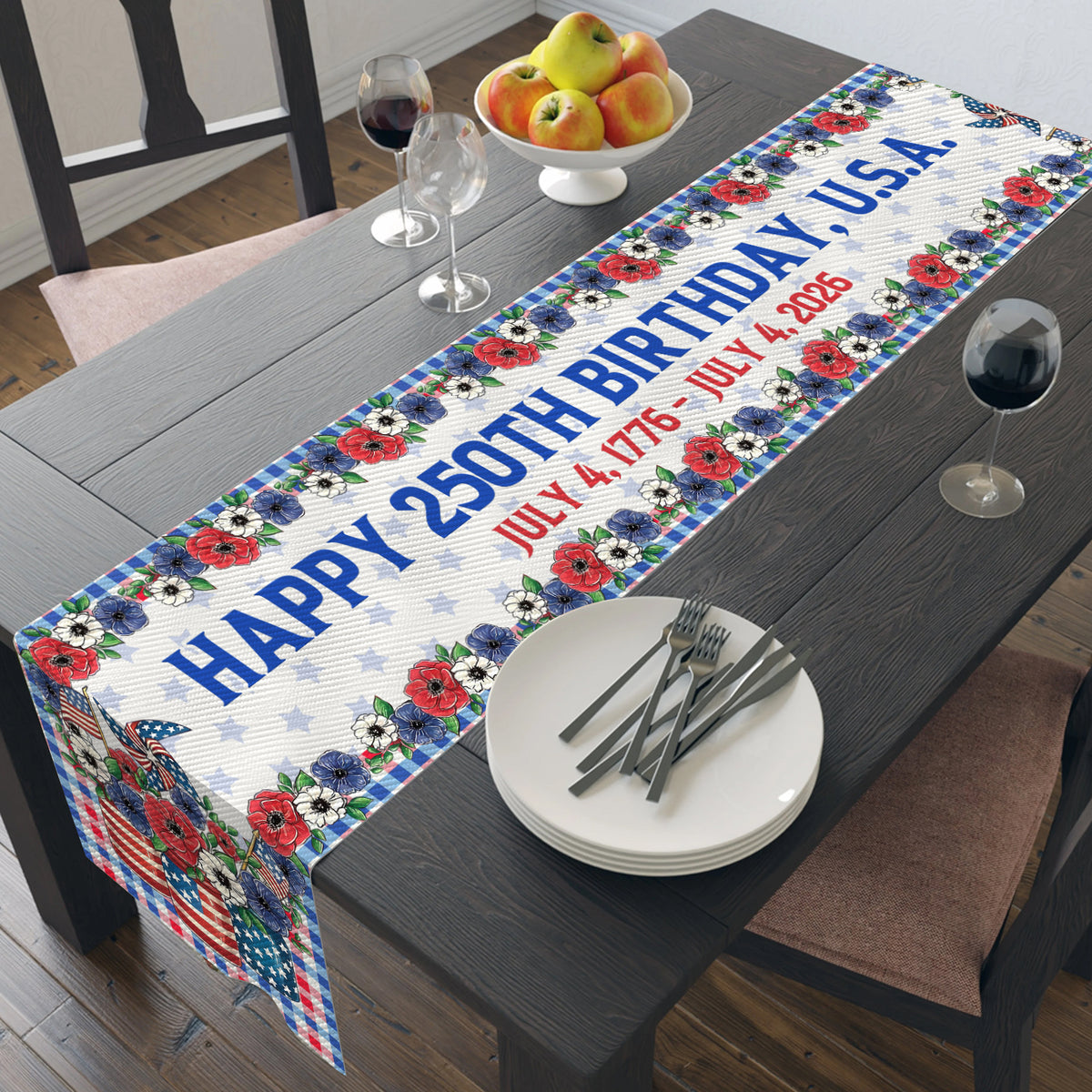 250 Year Anniversary Table Runner | Commemorating America’s 250th Anniversary 1776–2026 | USA Independence Home Decor 683625