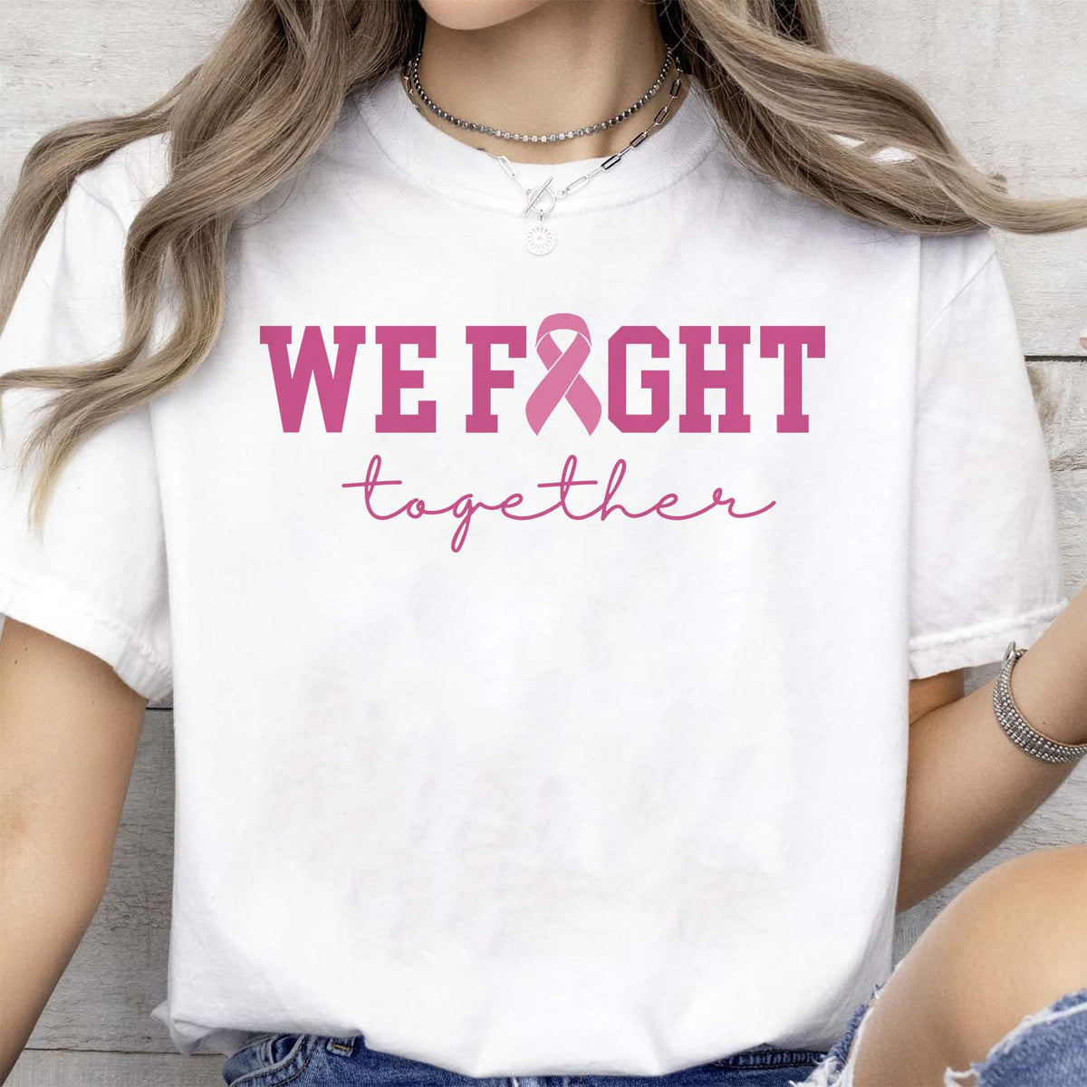 We Fight Together Shirt, Breast Cancer Support Tee, Pink Ribbon Awareness Shirt 686479