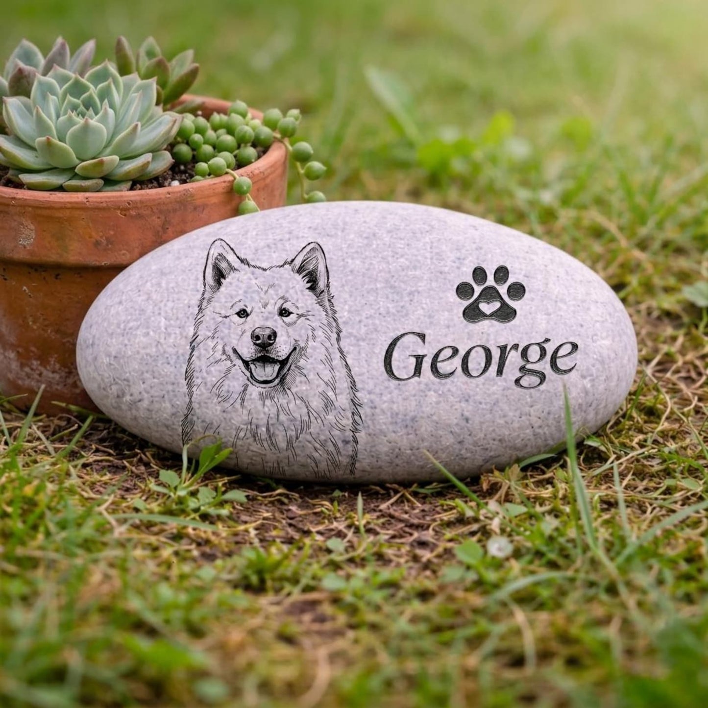 Custom Pet Photo Memorial Garden Stone, Personalized Pet Sympathy Stone, Gift For Dog And Cat Lovers 685451 WFD