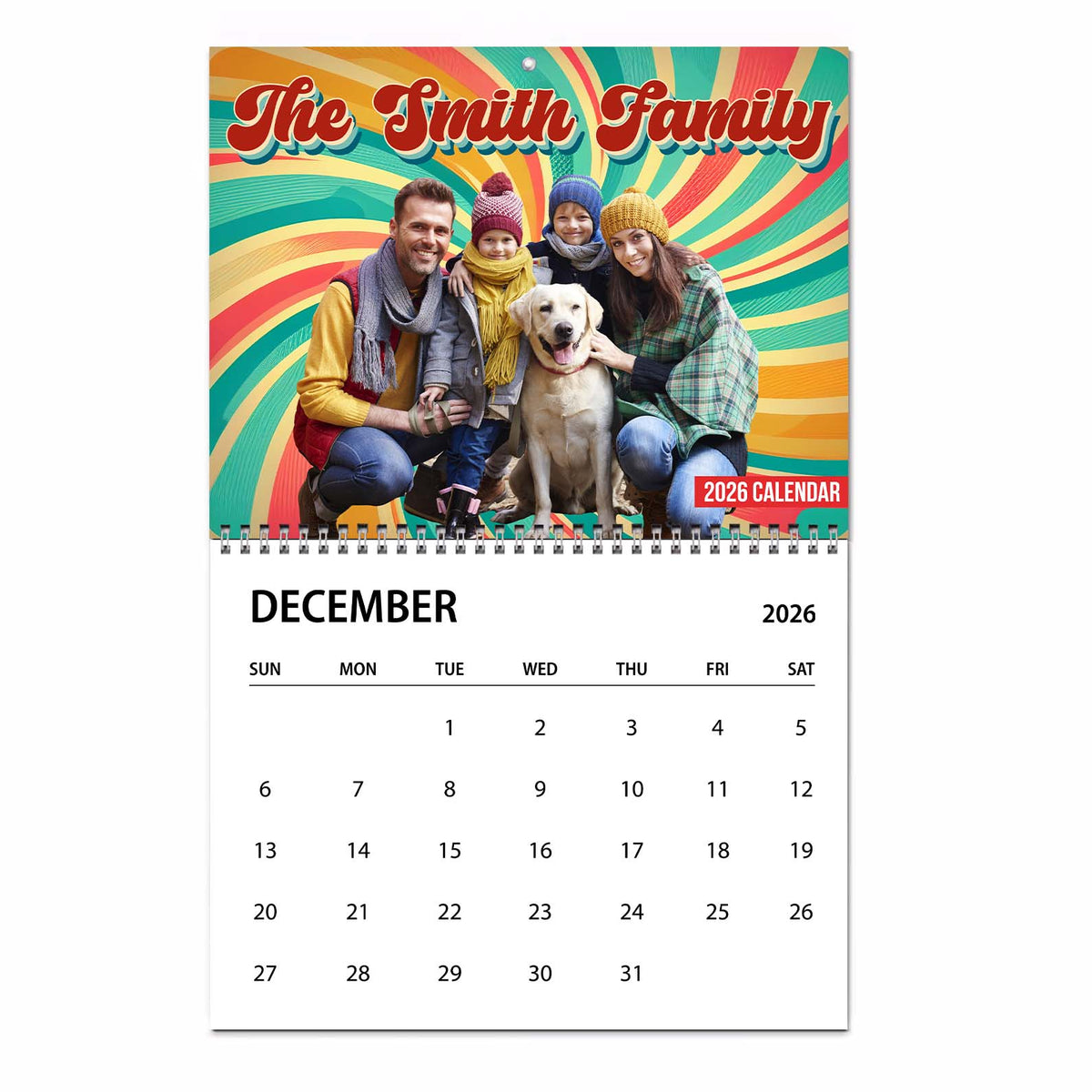 Retro Vintage Upload Photo Calendar 2026 | Personalized Custom Family Wall Calendar 683415