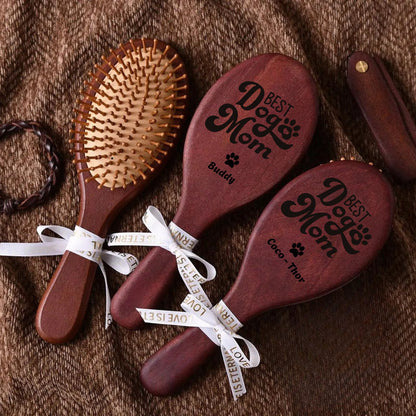 Best Dog Mom Bamboo Comb | Personalized Wooden Comb With Name Engraved | Gift For Dog Mom
