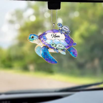 Personalized Sea Turtle Car Ornament | Custom Name Ornament Mother's Day Gift For Grandma Mom 684810
