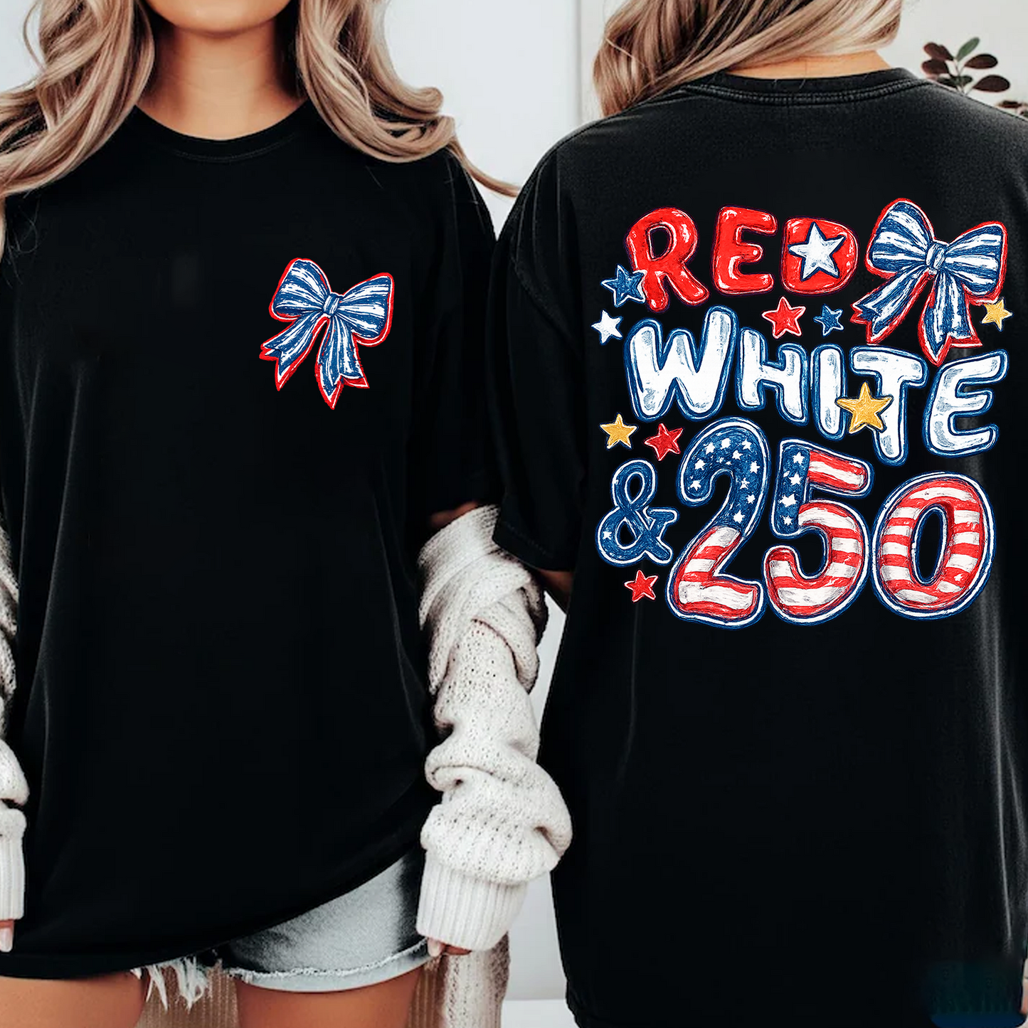 USA 250th Anniversary Pocket & Back Dark Shirt, Vintage Red White & 250 Tee, Patriotic 4th Of July Gift 685419