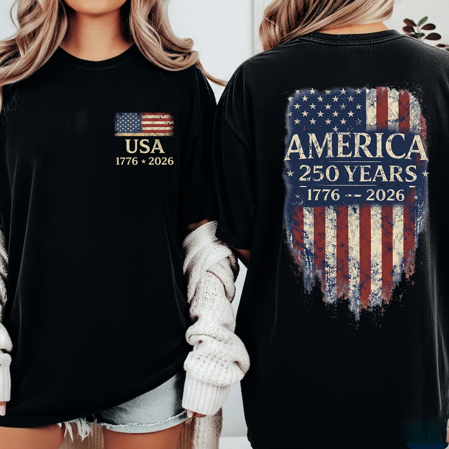 America 250 Years Anniversary Pocket & Back Dark Shirt, Patriotic 4th Of July Tee, Vintage Semiquincentennial Gift 685179