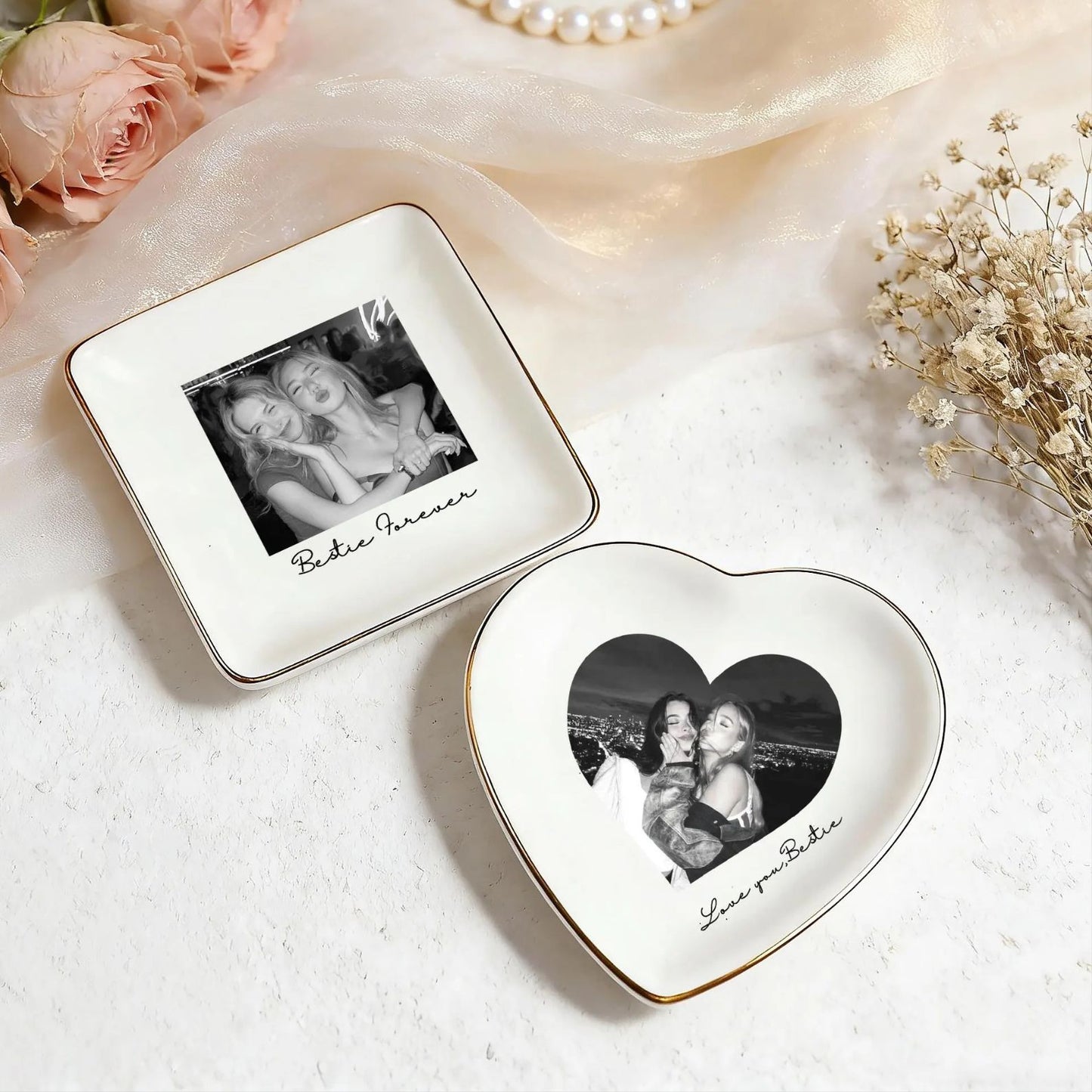 Bestie Photo Trinket Dish | Personalized Trinket Tray | Custom Photo Jewelry Ring Dish | Mother's Day Gift 684429