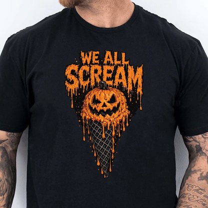Spooky We All Scream Dark Shirt, Vintage Goth Pumpkin Tee, Gift For Halloween 685658