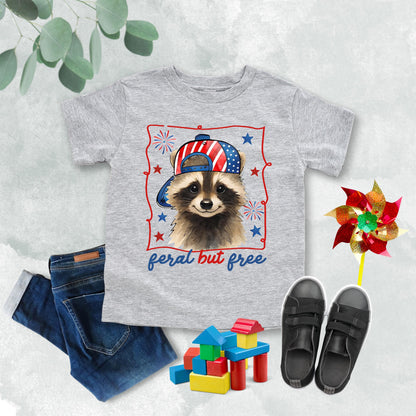 Feral But Free Raccoon Kid Shirt, USA 250th Anniversary Tee, Patriotic 4th Of July Shirt 685201