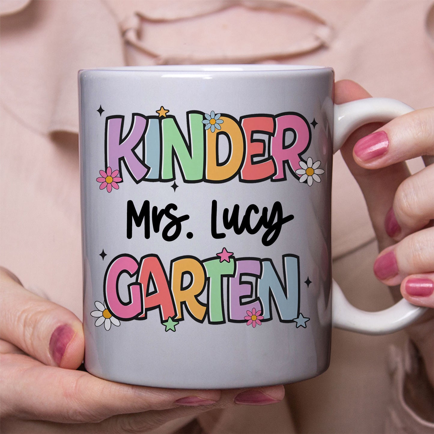 Personalized Kindergarten Teacher Mug | Back to School White Mug Accent Mug | Custom Mug for Teachers 682576