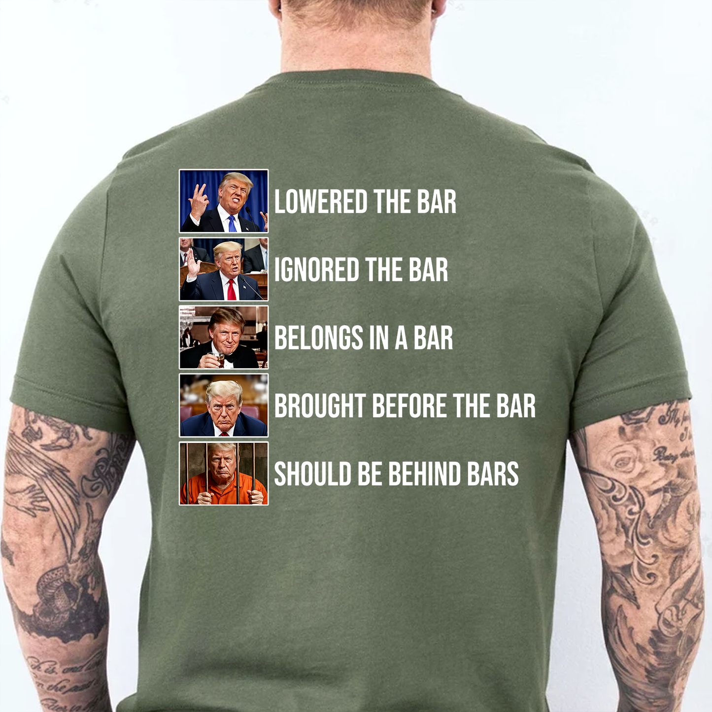 Funny Anti Trump Lowered The Bar To Behind Bars Backside Dark Shirt, Funny Quote Tee 685741