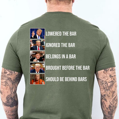 Funny Anti Trump Lowered The Bar To Behind Bars Backside Dark Shirt, Funny Quote Tee 685741