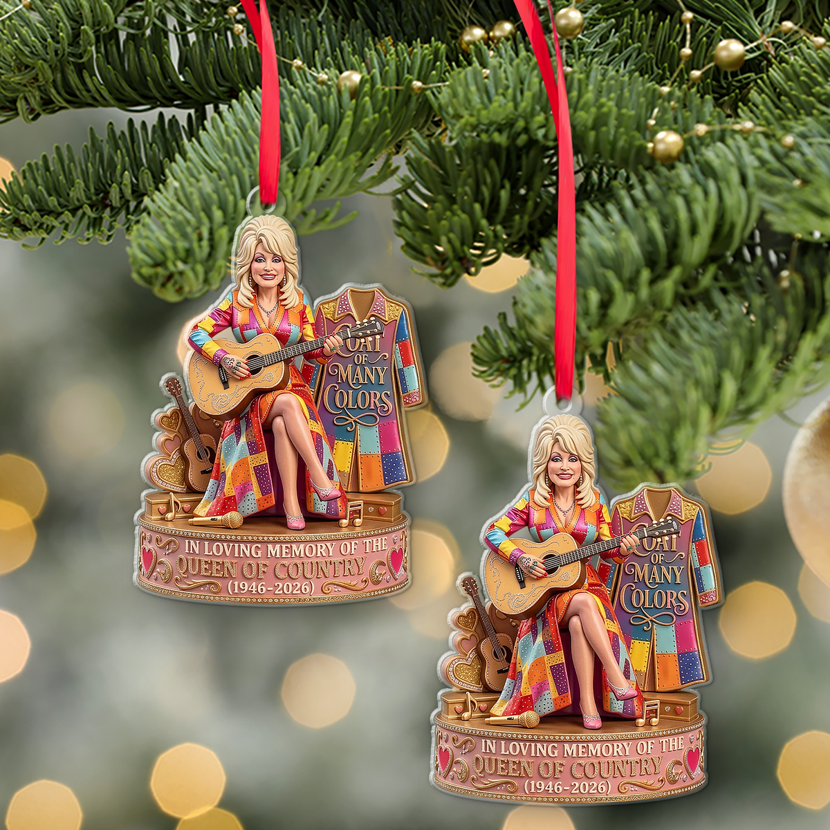 Coat Of Many Colors Dolly Parton Memorial Acrylic Ornament, Queen Of Country Christmas Ornament 686199