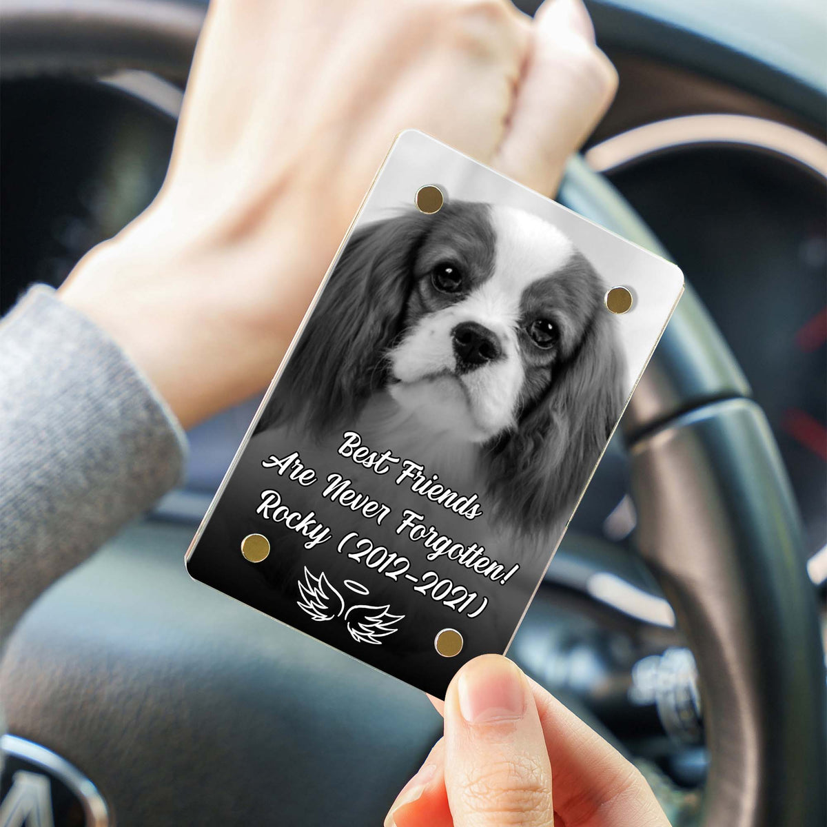 Best Friends Are Never Forgotten Custom Photo Car Visor Clip | Personalized Memorial Gift | Dog Car Visor Clip 683287