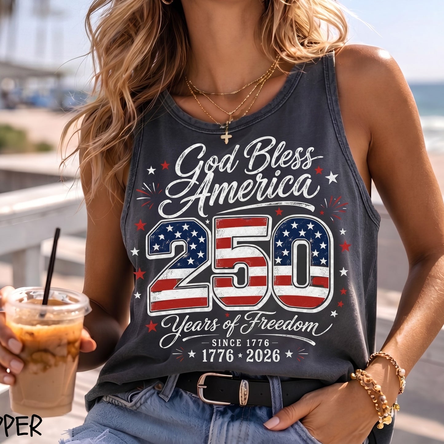 God Bless America - 250 Years Of Freedom Tank Top, Patriotic 1776-2026 USA 250th Anniversary Tank Shirt 685236
