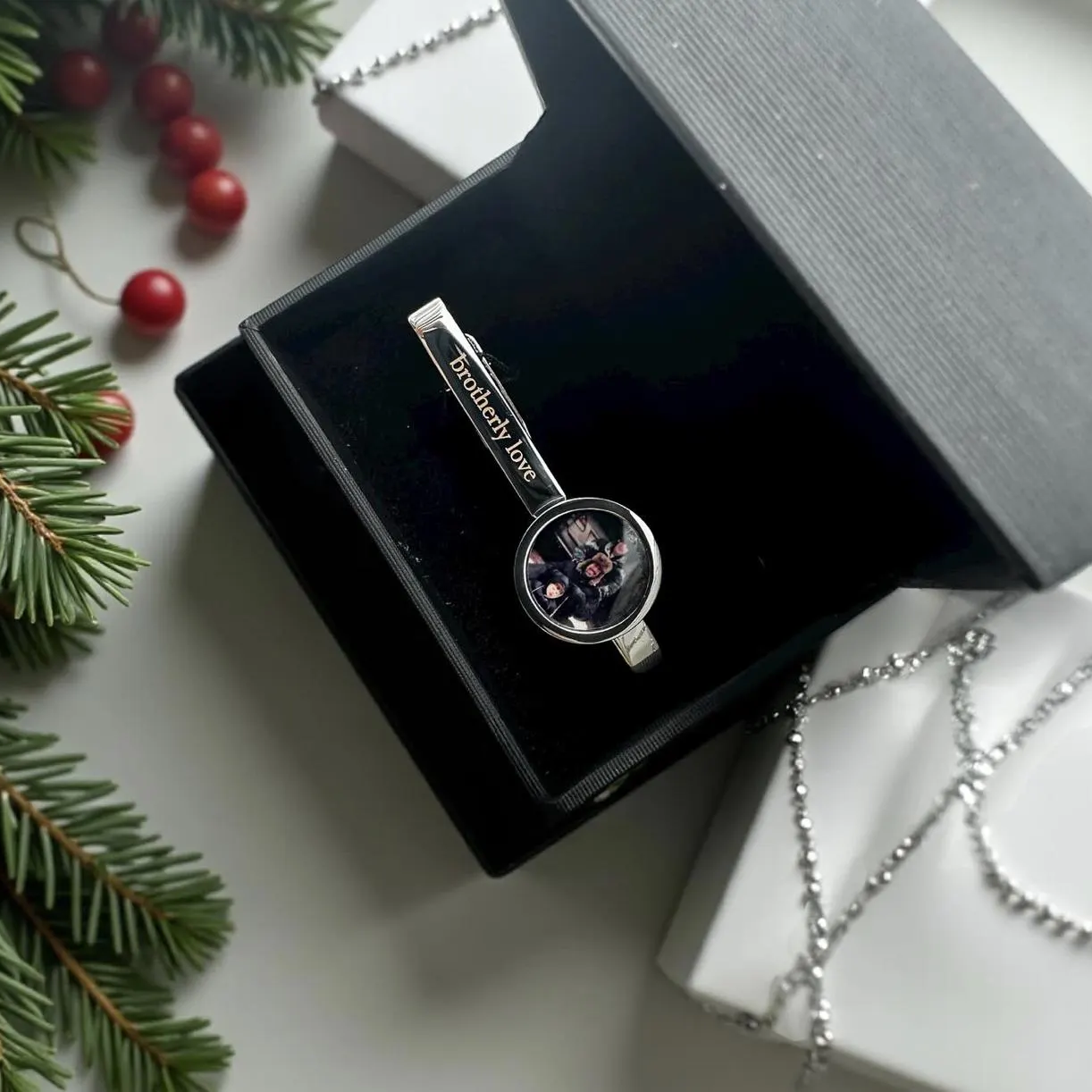 Custom Photo Tie Clip | Personalized Memory Clip Gift For Father's Day | Engraved Tie Clip Gift For Dad 684699