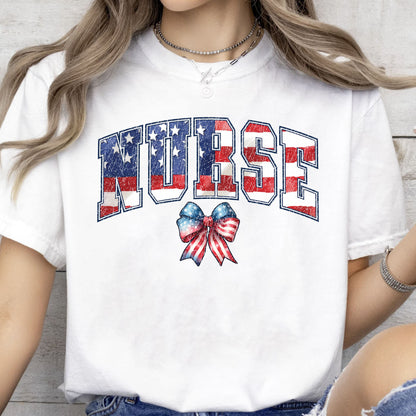 Retro Nurse Coquette Shirt | American Nurse T-Shirt | Nurse Life Shirt | 4th Of July Shirt | Independence Day Tee 682314
