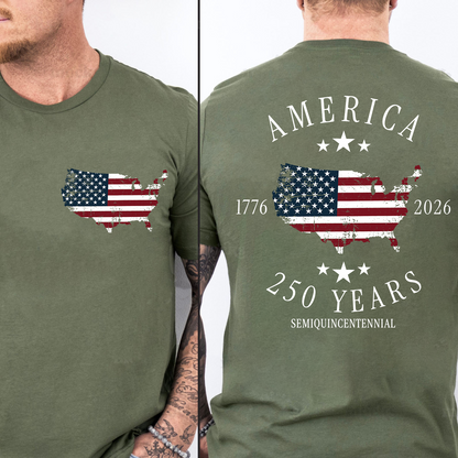 America 250th Anniversary Pocket & Back Dark Shirt, Patriotic Semiquincentennial 1776–2026 Tee, Fourth Of July Gift 685321