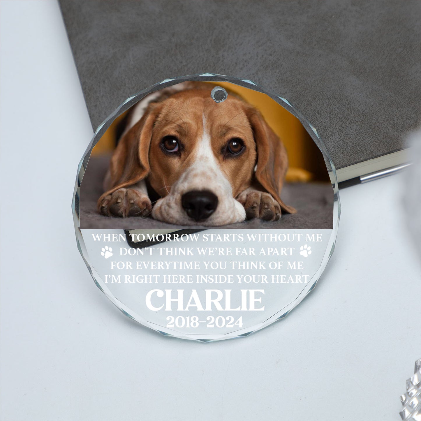 Personalized If Love Alone Could Have Kept You Here Glass Ornament | Custom Memorial Pet Photo Glass Ornament For Christmas Decor 682727