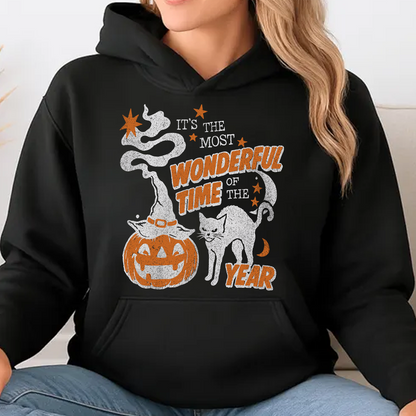 It's The Most Wonderful Time Of The Year Dark Sweater | Spooky Black Cat Tee | Vintage Halloween Shirt 685624